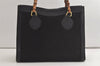Authentic GUCCI Vintage Bamboo Hand Bag Suede Leather Black 4927K