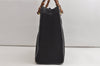 Authentic GUCCI Vintage Bamboo Hand Bag Suede Leather Black 4927K