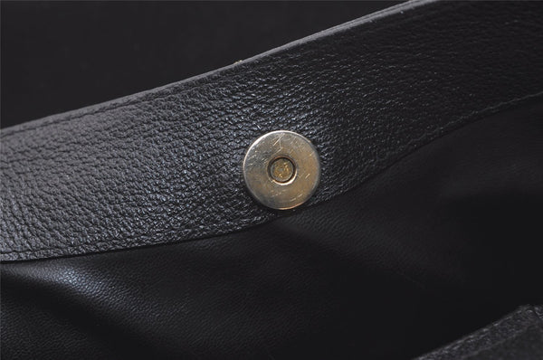 Authentic GUCCI Vintage Bamboo Hand Bag Suede Leather Black 4927K