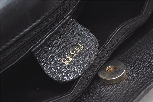 Authentic GUCCI Vintage Bamboo Hand Bag Suede Leather Black 4927K