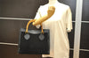 Authentic GUCCI Vintage Bamboo Hand Bag Suede Leather Black 4927K