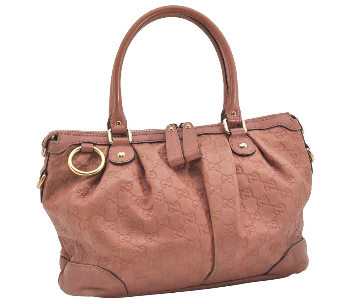 Authentic GUCCI Sukey Guccissima 2Way Hand Bag GG Leather 247902 Pink 4928J