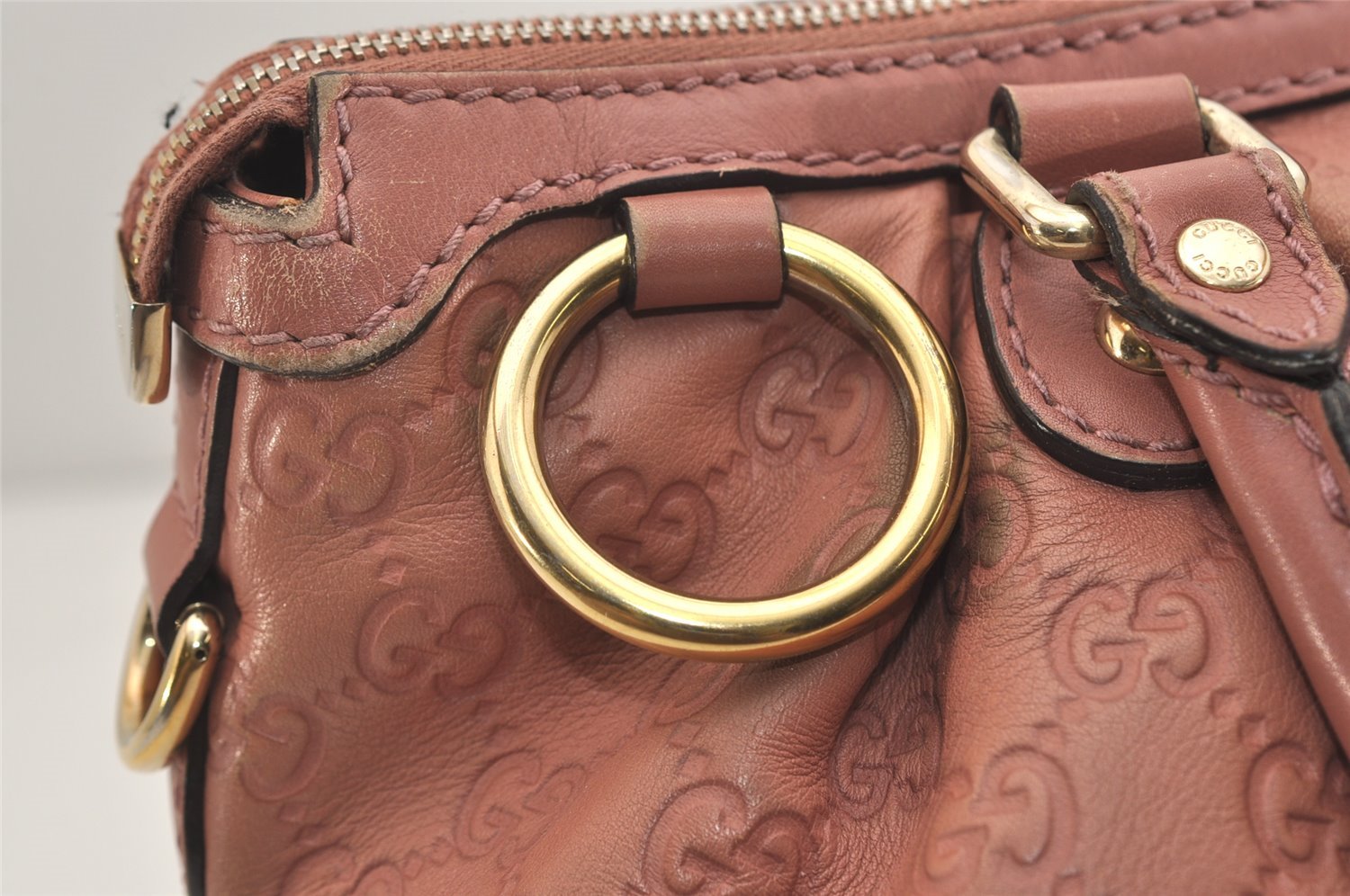 Authentic GUCCI Sukey Guccissima 2Way Hand Bag GG Leather 247902 Pink 4928J
