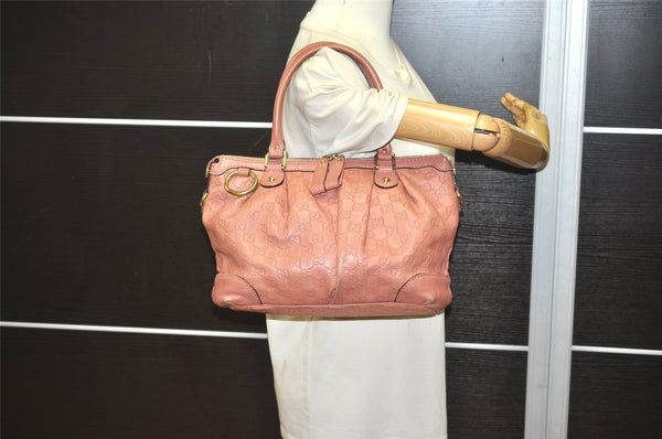 Authentic GUCCI Sukey Guccissima 2Way Hand Bag GG Leather 247902 Pink 4928J