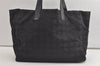 Authentic CHANEL New Travel Line Shoulder Tote Bag Nylon Leather Black 4928K