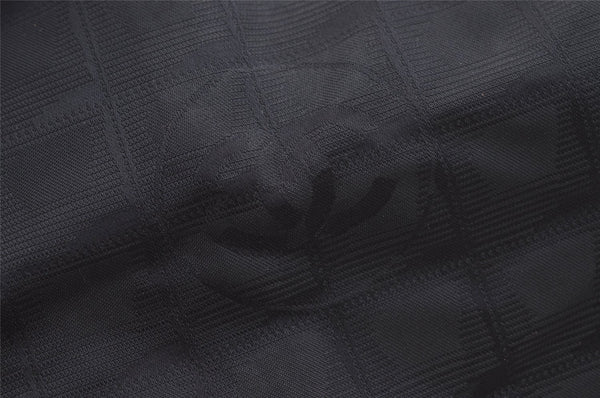 Authentic CHANEL New Travel Line Shoulder Tote Bag Nylon Leather Black 4928K