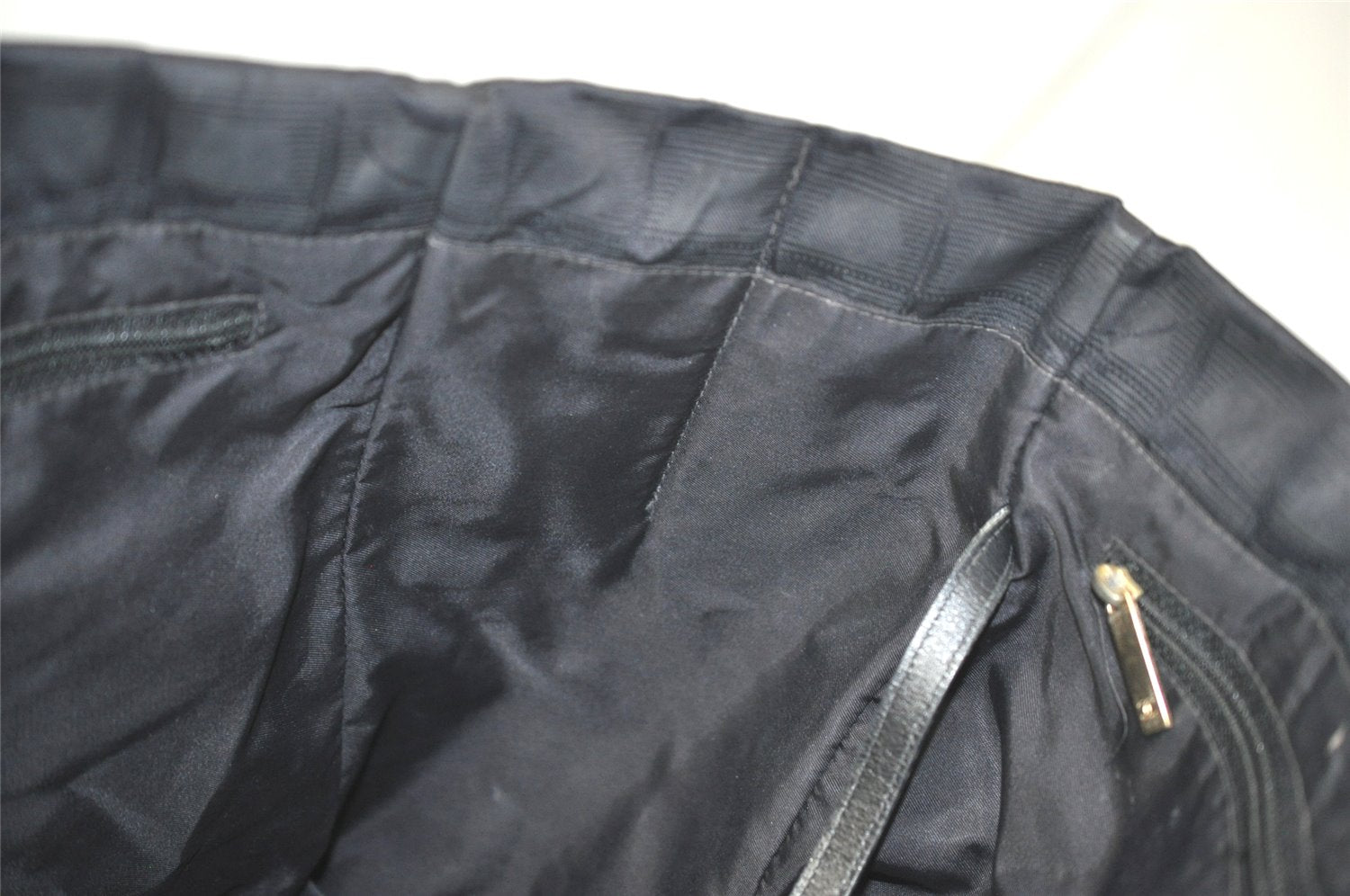 Authentic CHANEL New Travel Line Shoulder Tote Bag Nylon Leather Black 4928K
