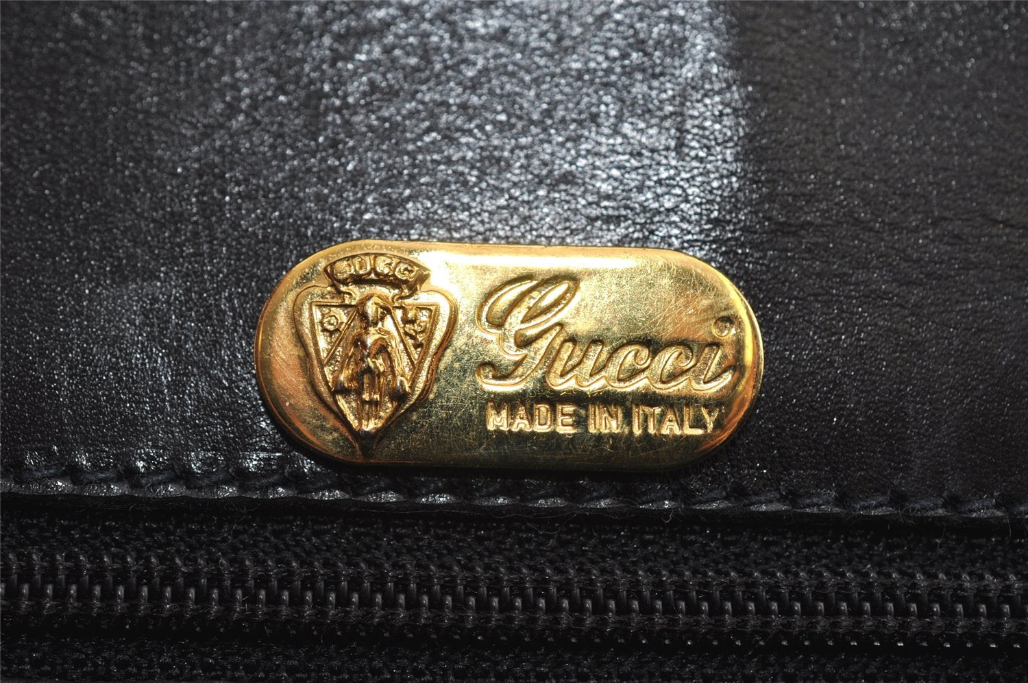 Authentic GUCCI Vintage Bamboo Hand Bag Purse Leather Black 4929I