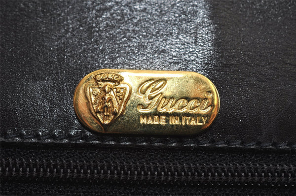 Authentic GUCCI Vintage Bamboo Hand Bag Purse Leather Black 4929I