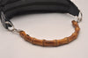 Authentic GUCCI Bamboo Vintage Shoulder Bag Nylon Leather Black Junk 4929J