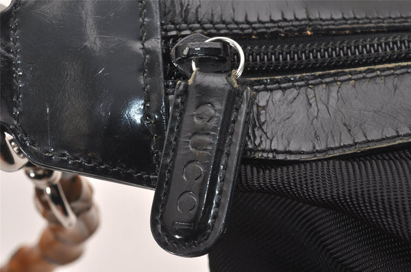 Authentic GUCCI Bamboo Vintage Shoulder Bag Nylon Leather Black Junk 4929J