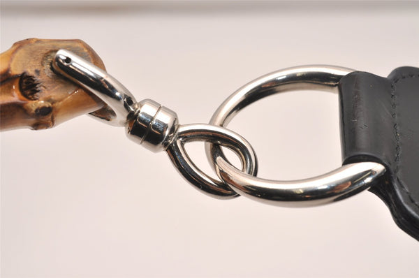 Authentic GUCCI Bamboo Vintage Shoulder Bag Nylon Leather Black Junk 4929J