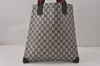 Authentic GUCCI Sherry Line Shoulder Tote Bag GG PVC Leather Navy Blue 4929K