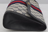 Authentic GUCCI Sherry Line Clutch Hand Bag GG PVC Leather Navy Blue Junk 4931J