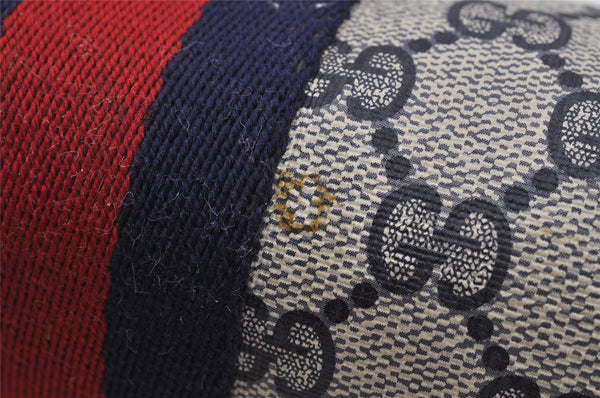 Authentic GUCCI Sherry Line Clutch Hand Bag GG PVC Leather Navy Blue Junk 4931J