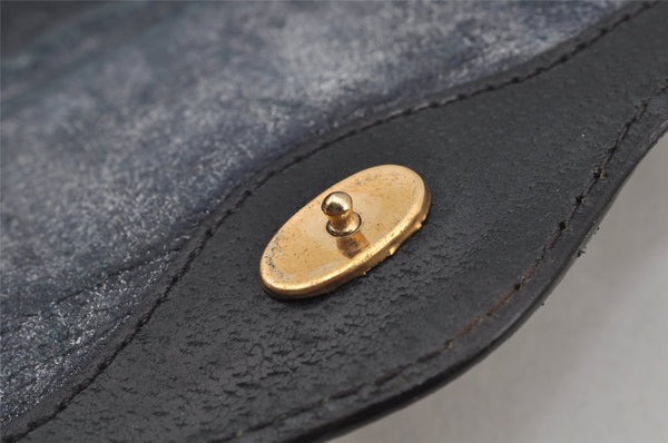 Authentic GUCCI Sherry Line Clutch Hand Bag GG PVC Leather Navy Blue Junk 4931J