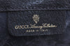 Authentic GUCCI Sherry Line Clutch Hand Bag GG PVC Leather Navy Blue Junk 4931J