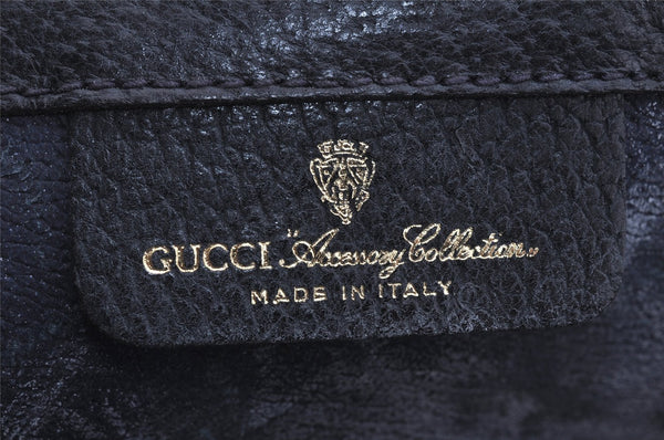 Authentic GUCCI Sherry Line Clutch Hand Bag GG PVC Leather Navy Blue Junk 4931J