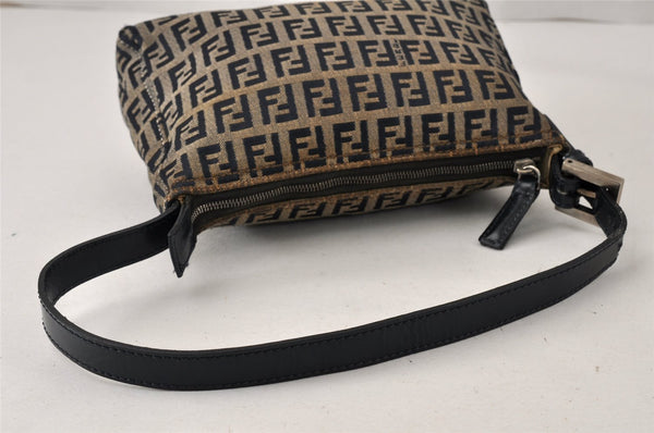 Authentic FENDI Zucchino Shoulder Hand Bag Purse Canvas Leather Navy 4931K