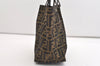 Authentic FENDI Vintage Zucca Hand Tote Bag Purse Nylon Leather Brown 4932J