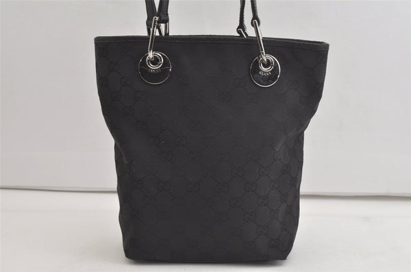 Authentic GUCCI Eclipse Tote Hand Bag GG Canvas Leather 120840 Black 4932K