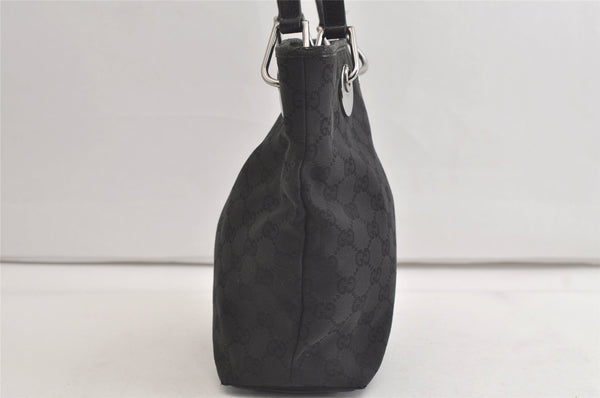 Authentic GUCCI Eclipse Tote Hand Bag GG Canvas Leather 120840 Black 4932K