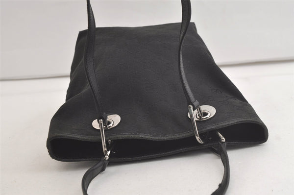 Authentic GUCCI Eclipse Tote Hand Bag GG Canvas Leather 120840 Black 4932K