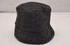 Authentic GUCCI Vintage Bucket Hat GG Canvas Leather Size M 22" Black 4933J