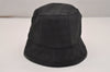 Authentic GUCCI Vintage Bucket Hat GG Canvas Leather Size M 22" Black 4933J