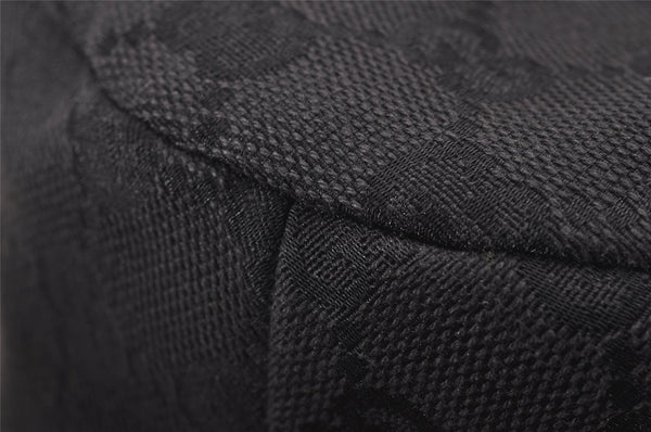 Authentic GUCCI Vintage Bucket Hat GG Canvas Leather Size M 22" Black 4933J