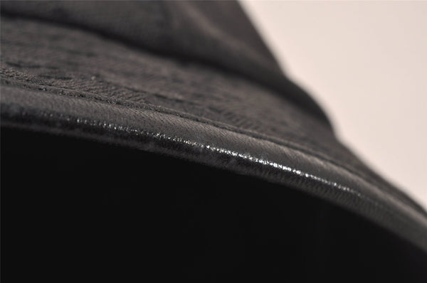 Authentic GUCCI Vintage Bucket Hat GG Canvas Leather Size M 22" Black 4933J