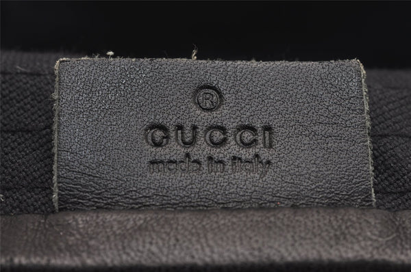 Authentic GUCCI Vintage Bucket Hat GG Canvas Leather Size M 22" Black 4933J