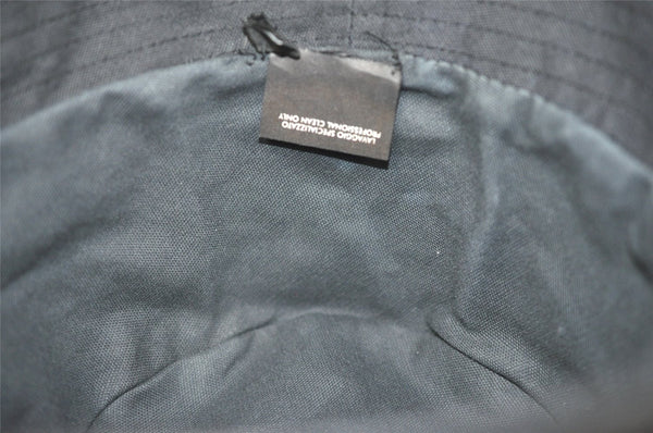 Authentic GUCCI Vintage Bucket Hat GG Canvas Leather Size M 22" Black 4933J