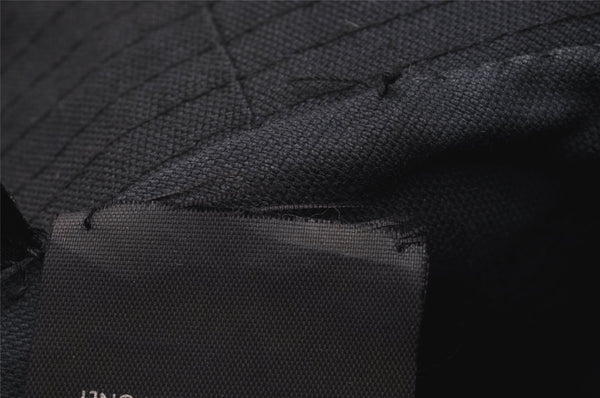 Authentic GUCCI Vintage Bucket Hat GG Canvas Leather Size M 22" Black 4933J