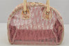 Authentic Christian Dior Trotter Hand Boston Bag Vinyl Enamel Pink Junk 4934J