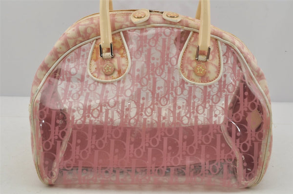 Authentic Christian Dior Trotter Hand Boston Bag Vinyl Enamel Pink Junk 4934J