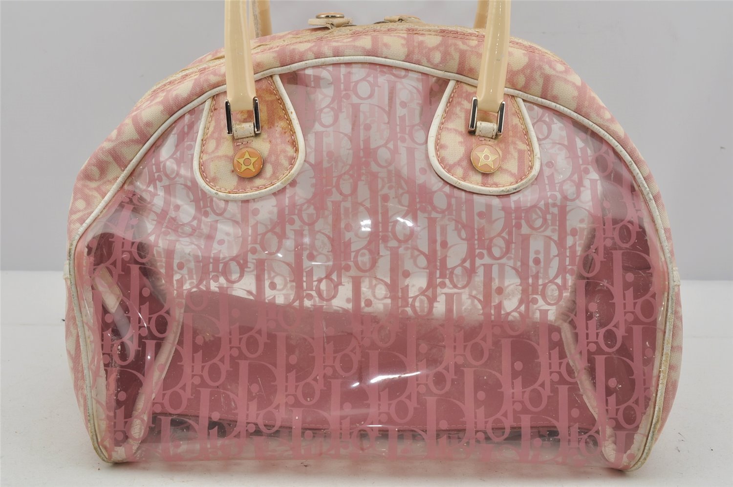 Authentic Christian Dior Trotter Hand Boston Bag Vinyl Enamel Pink Junk 4934J
