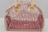 Authentic Christian Dior Trotter Hand Boston Bag Vinyl Enamel Pink Junk 4934J