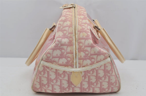 Authentic Christian Dior Trotter Hand Boston Bag Vinyl Enamel Pink Junk 4934J