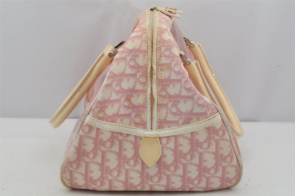 Authentic Christian Dior Trotter Hand Boston Bag Vinyl Enamel Pink Junk 4934J