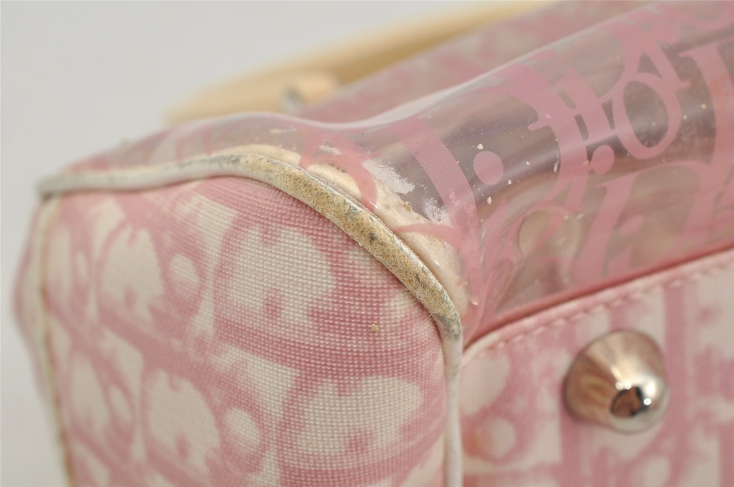 Authentic Christian Dior Trotter Hand Boston Bag Vinyl Enamel Pink Junk 4934J