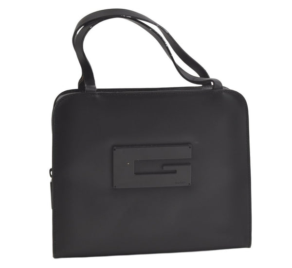 Authentic GUCCI Vintage Hand Bag Purse Enamel 0000812 Black 4934K