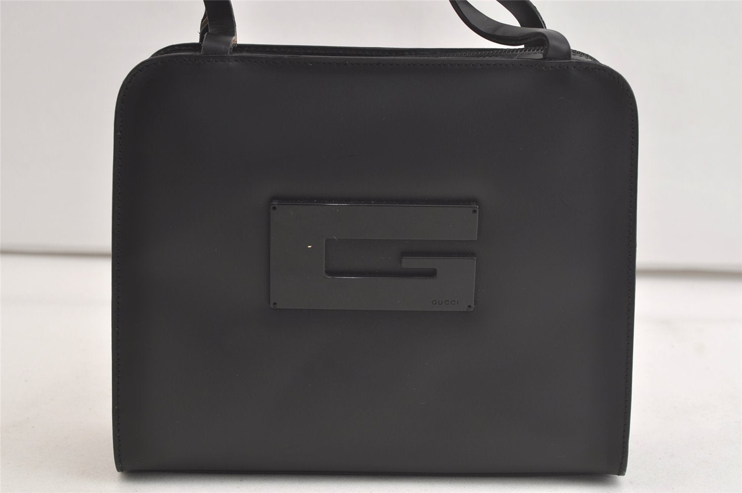 Authentic GUCCI Vintage Hand Bag Purse Enamel 0000812 Black 4934K