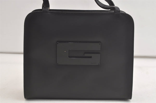 Authentic GUCCI Vintage Hand Bag Purse Enamel 0000812 Black 4934K