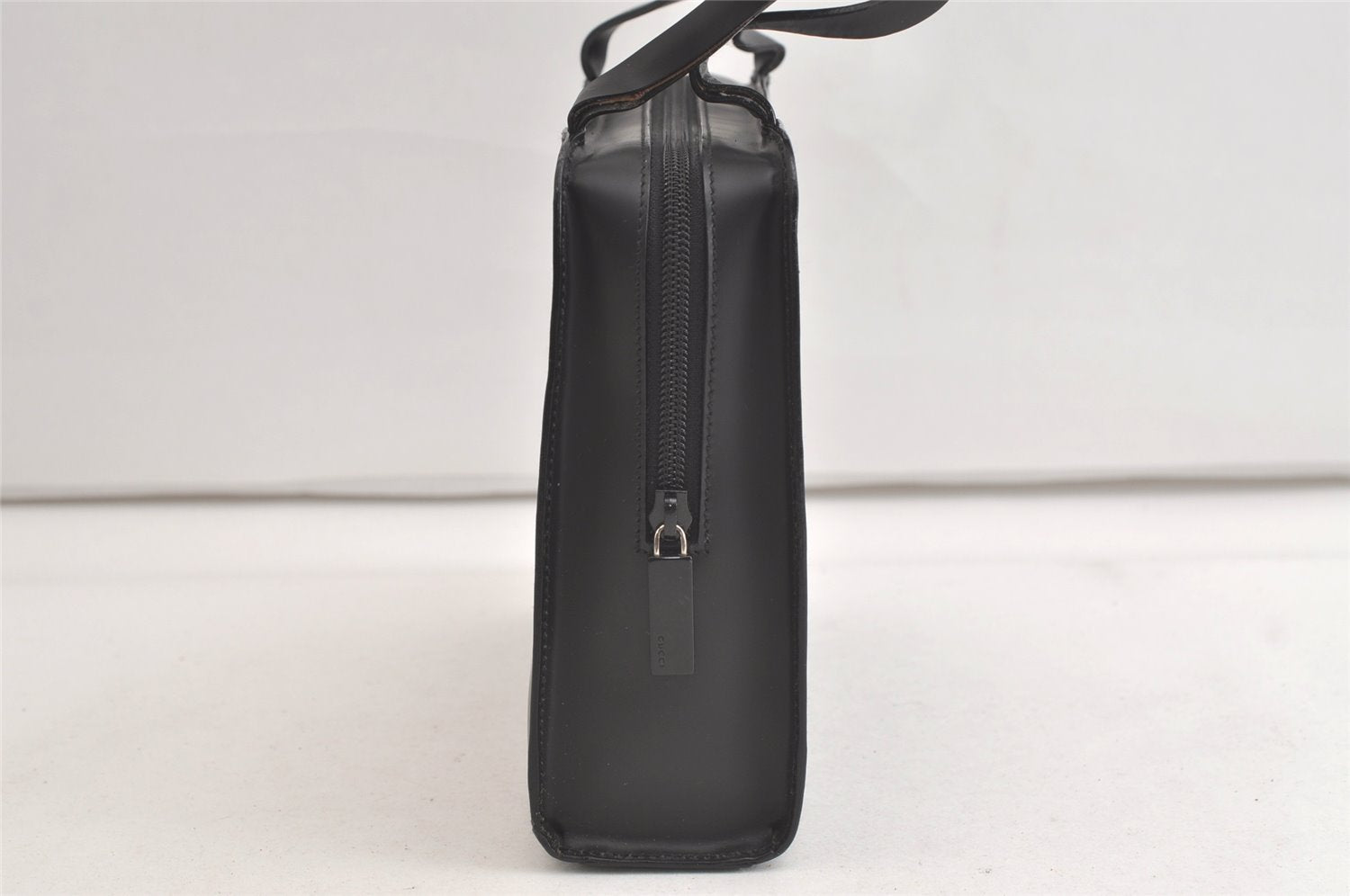 Authentic GUCCI Vintage Hand Bag Purse Enamel 0000812 Black 4934K
