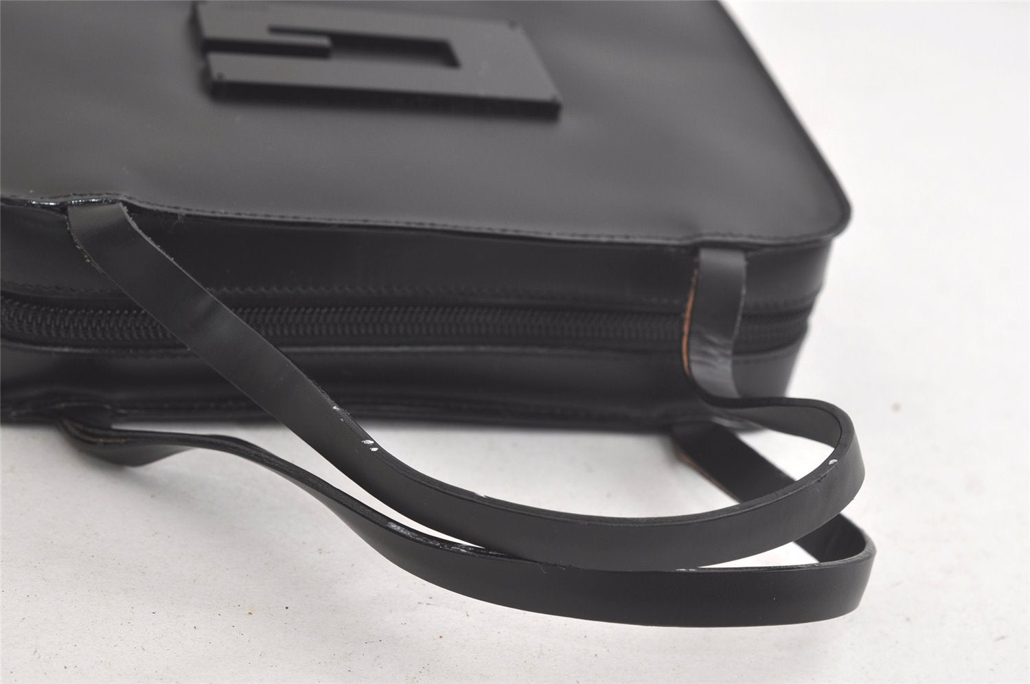 Authentic GUCCI Vintage Hand Bag Purse Enamel 0000812 Black 4934K