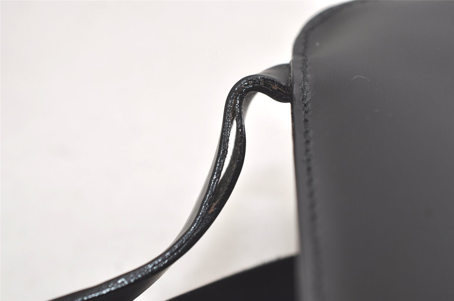 Authentic GUCCI Vintage Hand Bag Purse Enamel 0000812 Black 4934K