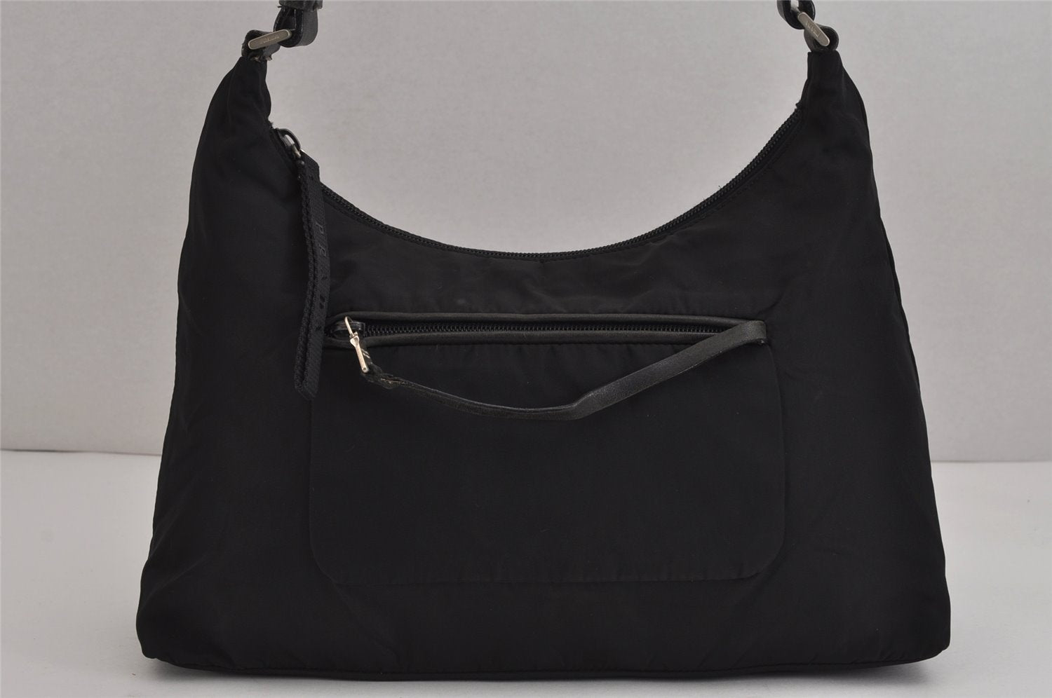 Authentic PRADA Tessuto Tec Nylon Leather Shoulder Bag Purse B9714 Black 4935J