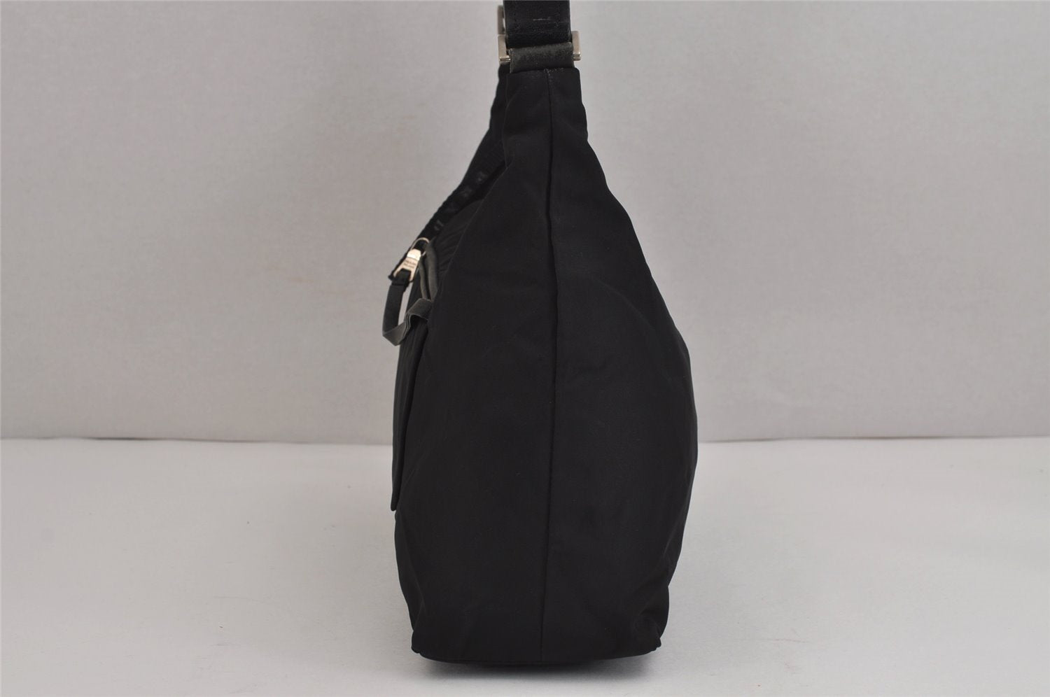 Authentic PRADA Tessuto Tec Nylon Leather Shoulder Bag Purse B9714 Black 4935J