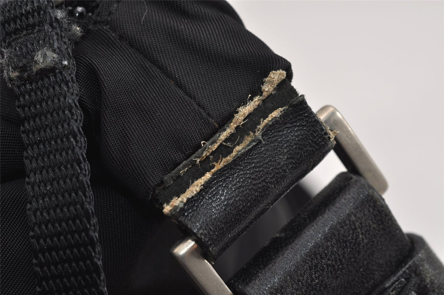 Authentic PRADA Tessuto Tec Nylon Leather Shoulder Bag Purse B9714 Black 4935J
